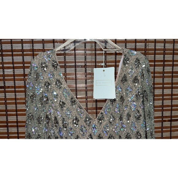 NWT MAC DUGGAL LATTICE SEQUINED LS EVENING GOWN 5021 S 16 MOCHA $598 - Picture 4 of 5